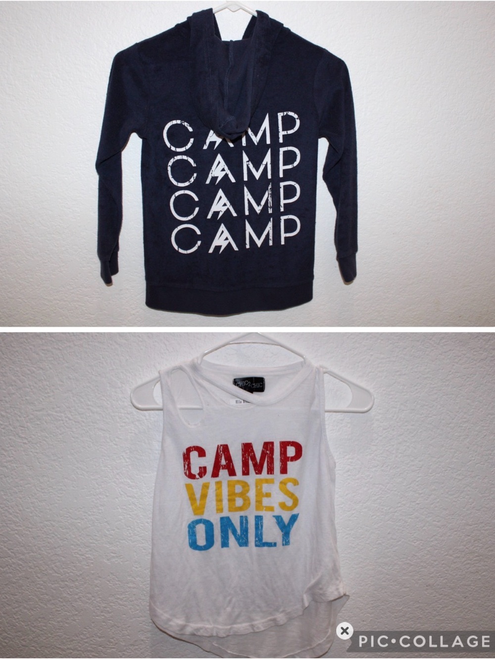 Kids 'Camp Vibes Only' Graphic Tank & Navy Hoodie Set